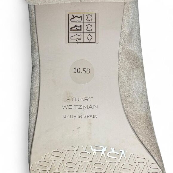 Stuart Weitzman Women’s Sleek Metallic Cap Nude Suede Toe Bow Ballet Flat 10.5 - Picture 7 of 8